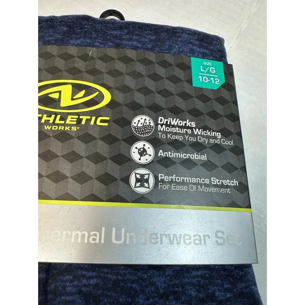 athletic works boys thermal underwear set long sleeve &‎ pants size large 10 12